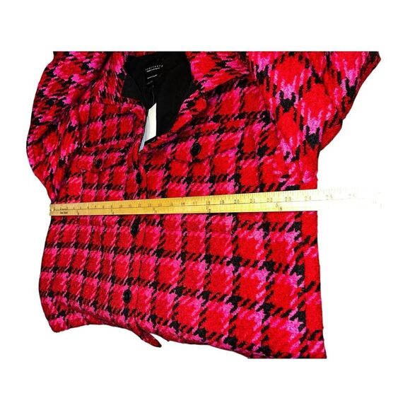 Sanctuary woman’s 2xl red pink plaid shacket button up jacket houndstooth - Picture 5 of 9
